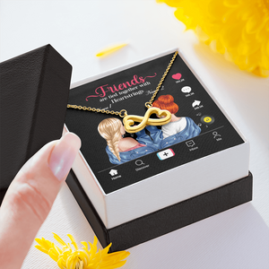 Friends Are Tied Together With Heartstrings - Personalized Infinity Hearts Necklace - Gift for Bestie - Jewelry - GoDuckee