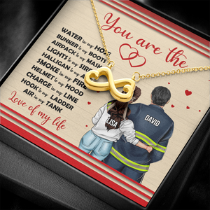 Firefighter Couple You Are The Love - Personalized Infinity Heart Necklace - Jewelry - GoDuckee