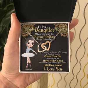 Ballet Cheer You On Have Your Back - Personalized Interlocking Hearts Necklace - Gift for Ballet Dancers, Ballet Girl Dolls - Jewelry - GoDuckee