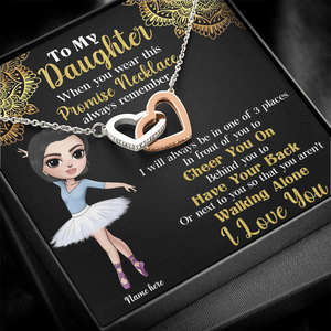 Ballet Cheer You On Have Your Back - Personalized Interlocking Hearts Necklace - Gift for Ballet Dancers, Ballet Girl Dolls - Jewelry - GoDuckee