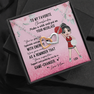 Cheerleader To My Favorite Cheerleader - Personalized Interlocking Hearts Necklace - Jewelry - GoDuckee