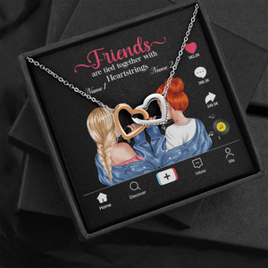 Friends Are Tied Together With Heartstrings - Personalized Interlocking Hearts Necklace - Gift for Bestie - Jewelry - GoDuckee
