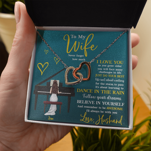 Piano Follow Your Dreams - Personalized Interlocking Hearts Necklace - Gift for Piano Players - Jewelry - GoDuckee