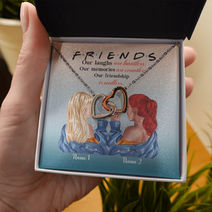 Friend Our Friendship Is Endless - Personalized Interlocking Hearts Necklace - Gift for Bestie - Jewelry - GoDuckee