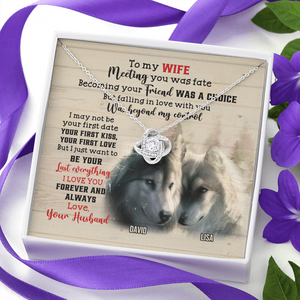 Custom Wolf Couple's Name - Personalized Love Knot Necklace - To My Wife - Jewelry - GoDuckee