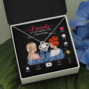 Friends Are Tied Together With Heartstrings - Personalized Love Knot Necklace - Gift for Bestie - Jewelry - GoDuckee