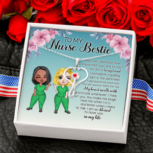Nurse Bestie So Blessed To Have You In My Life - Personalized Stethoscope Necklace - Gift for Nurse Bestie - Jewelry - GoDuckee