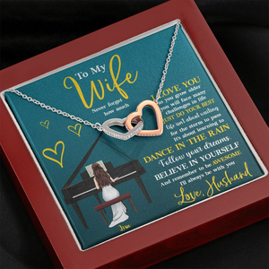 Piano Follow Your Dreams - Personalized Interlocking Hearts Necklace - Gift for Piano Players - Jewelry - GoDuckee