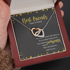 Personalized Graduation Necklace - Our Hearts Have A Compass That Will Lead Me Back To You-chibi graduation friends - Jewelry - GoDuckee