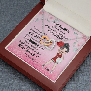 Cheerleader To My Favorite Cheerleader - Personalized Interlocking Hearts Necklace - Jewelry - GoDuckee