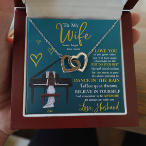 Piano Follow Your Dreams - Personalized Interlocking Hearts Necklace - Gift for Piano Players - Jewelry - GoDuckee