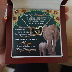 My Love Will Follow You - Personalized Interlocking Hearts Necklace - Gift for Daughter - Jewelry - GoDuckee