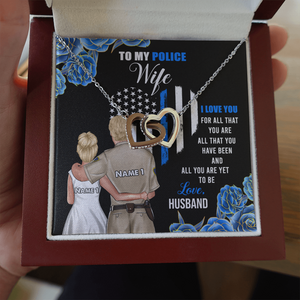 Police Couple I Love You For All That You Are - Personalized Interlocking Hearts Necklace - Gift for Him/Her - Couple Shoulder to Shoulder - Jewelry - GoDuckee
