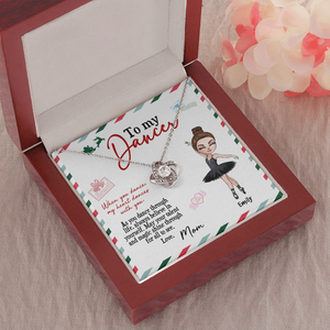 Personalized Ballet Daughter - Love Knot Necklace - To My Dancer Message Card - From Mom - Jewelry - GoDuckee