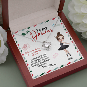 Personalized Ballet Daughter - Love Knot Necklace - To My Dancer Message Card - From Mom - Jewelry - GoDuckee