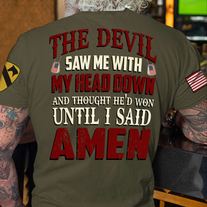 The Devil Saw Me with My Head Down and Thought He'd Won, Personalized Veteran Shirt, Custom Military Unit - AOP Products - GoDuckee