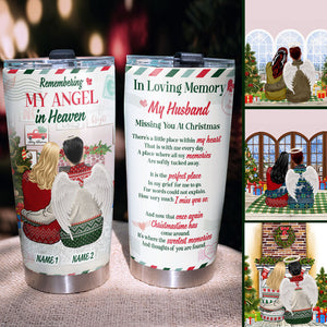 Personalized Heaven Tumbler - In Loving Memory My Husband - Remembering My Angel In Heaven - Tumbler Cup - GoDuckee