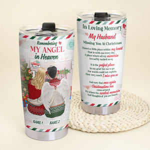 Personalized Heaven Tumbler - In Loving Memory My Husband - Remembering My Angel In Heaven - Tumbler Cup - GoDuckee