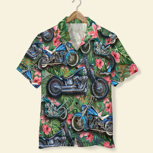 Custom Biker Hawaiian Shirt, Gift For Bike Lovers, Tropical Pattern F - Hawaiian Shirts - GoDuckee