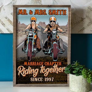 Personalized Biker Couple Poster - Marriage Chapter Riding Together - Desert Highway Background - Poster & Canvas - GoDuckee