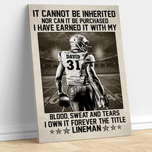 Vintage American Football Player Poster - I Own It Forever The Title Lineman - Custom Name, Number - Poster & Canvas - GoDuckee