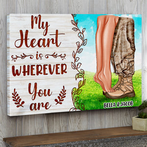 Personalized Military Couple Poster - My Heart Is Wherever You Are - Poster & Canvas - GoDuckee