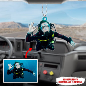 Scuba Diving Personalized Flat Car Ornament - Ornament - GoDuckee