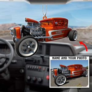 Hot Rod Personalized Flat Car Ornament - Ornament - GoDuckee