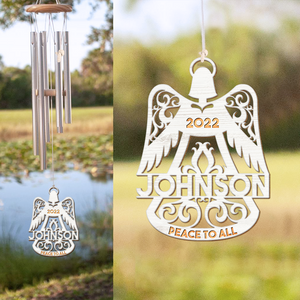 Personalized Angel Bell Wind Chimes, Memorial Home Decor, Peach To All - Wind Chimes - GoDuckee