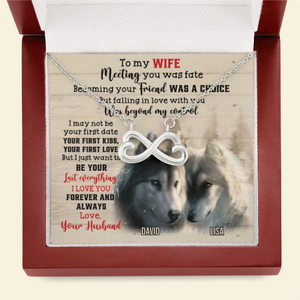 Custom Wolf Couple's Name - Personalized Infinity Hearts Necklace - To My Wife - Jewelry - GoDuckee