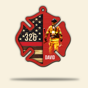 Firefighter Shield - Personalized Wood Ornament - Gift for Firefighters - Back Firefighter - Ornament - GoDuckee