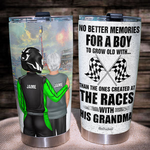 No Better Memories For A Boy To Grown Old With Personalized Racing Family Tumbler Cup Father And Son - Tumbler Cup - GoDuckee
