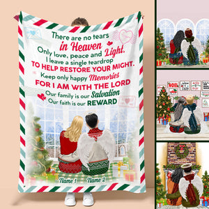 Personalized Christmas Wife & Husband In Heaven Blanket - There Are No Tears In Heaven - Stamp Postage - Blanket - GoDuckee