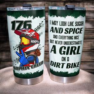 Personalized Motocross Girl Tumbler Cup - I May Look Like Sugar and Spice - Tumbler Cup - GoDuckee