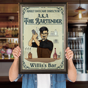 Personalized Shaking Bartender Poster - Adult Daycare Director - Retro - Poster & Canvas - GoDuckee
