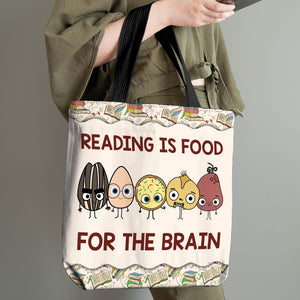 Teacher Reading Is Food For The Brain Tote Bag - Tote Bag - GoDuckee