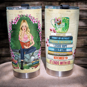 Personalized Reading Girl Tumbler - It Ends with Us - Colleen Hoover - Tumbler Cup - GoDuckee