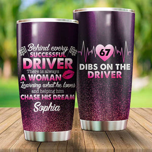 Personalized Dirt Track Racing Tumbler - Dibs On The Driver - Wife Life - Tumbler Cup - GoDuckee
