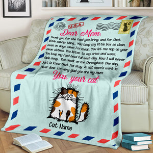 Personalized Cartoon Cat Breeds Blanket - Dear Cat Mom, Love From Cats - Stamps Postage - Blanket - GoDuckee