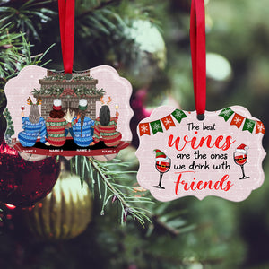 Drink With Friends - Personalized Sister Friends Ornament - Christmas Gift For Soul Sister - Ugly Christmas Sweater Girls - Ornament - GoDuckee