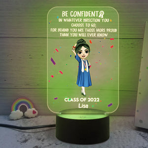 Personalized Graduate Led Night Light Be Confident In Whatever Direction You Choose To Go chibi graduation - Led Night Light - GoDuckee