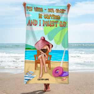 My Time-out Chair Is calling - Personalized Beach Towel - Gifts For Wife, Girlfriend, Vacation Lady - Beach Towel - GoDuckee