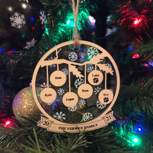 Christmas Family Tree Personalized 2 Layered Mix Ornament - Ornament - GoDuckee