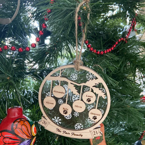 Christmas Family Tree Personalized 2 Layered Mix Ornament - Ornament - GoDuckee