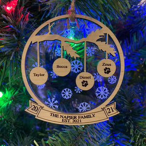 Christmas Family Tree Personalized 2 Layered Mix Ornament - Ornament - GoDuckee