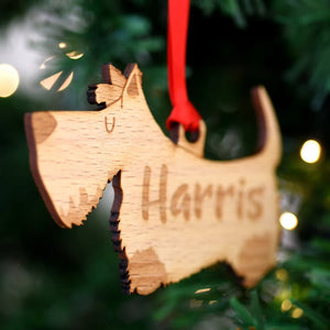 Scottish Terrier Personalized Christmas Dog Wood Ornament 01pjxx240822-36 - Ornament - GoDuckee