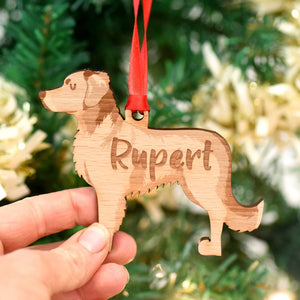 Nova Scotia Duck Tolling Retriever Personalized Christmas Dog Wood Ornament 01pjxx240822-34 - Ornament - GoDuckee