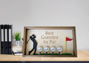 Golf Grandpa Best Grandpa By Par, Personalized Layered Wood Sign Stand, Gifts for Golf Lovers - Wood Sign - GoDuckee