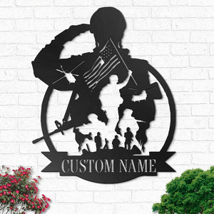 Home of The Free Because of The Brave, Personalized Metal Sign, Military Gifts - Metal Wall Art - GoDuckee