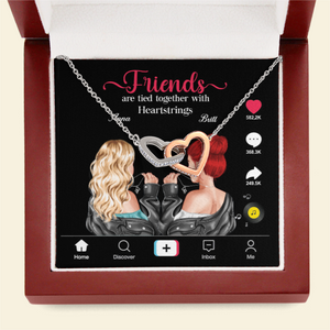 Friends Are Tied Together With Heartstrings - Personalized Interlocking Hearts Necklace - Gift for Bestie - Jewelry - GoDuckee